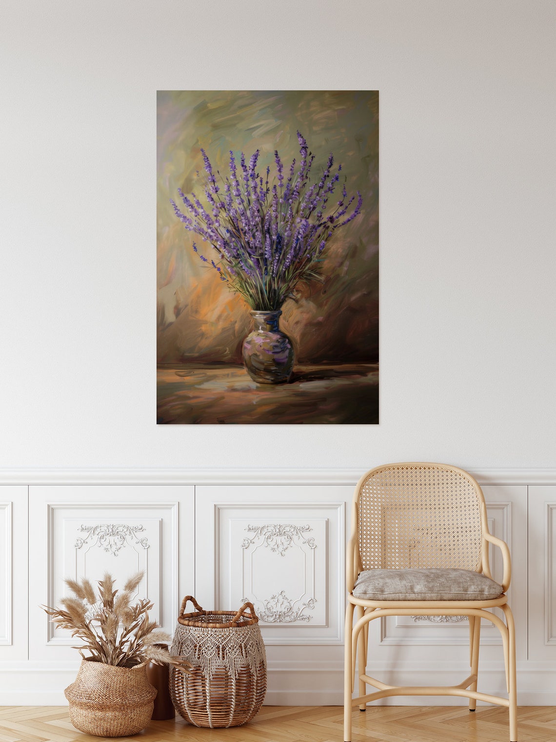 Lavender Bouquet In Ceramic Vase Warm Vintage Still Life Poster - Image 2