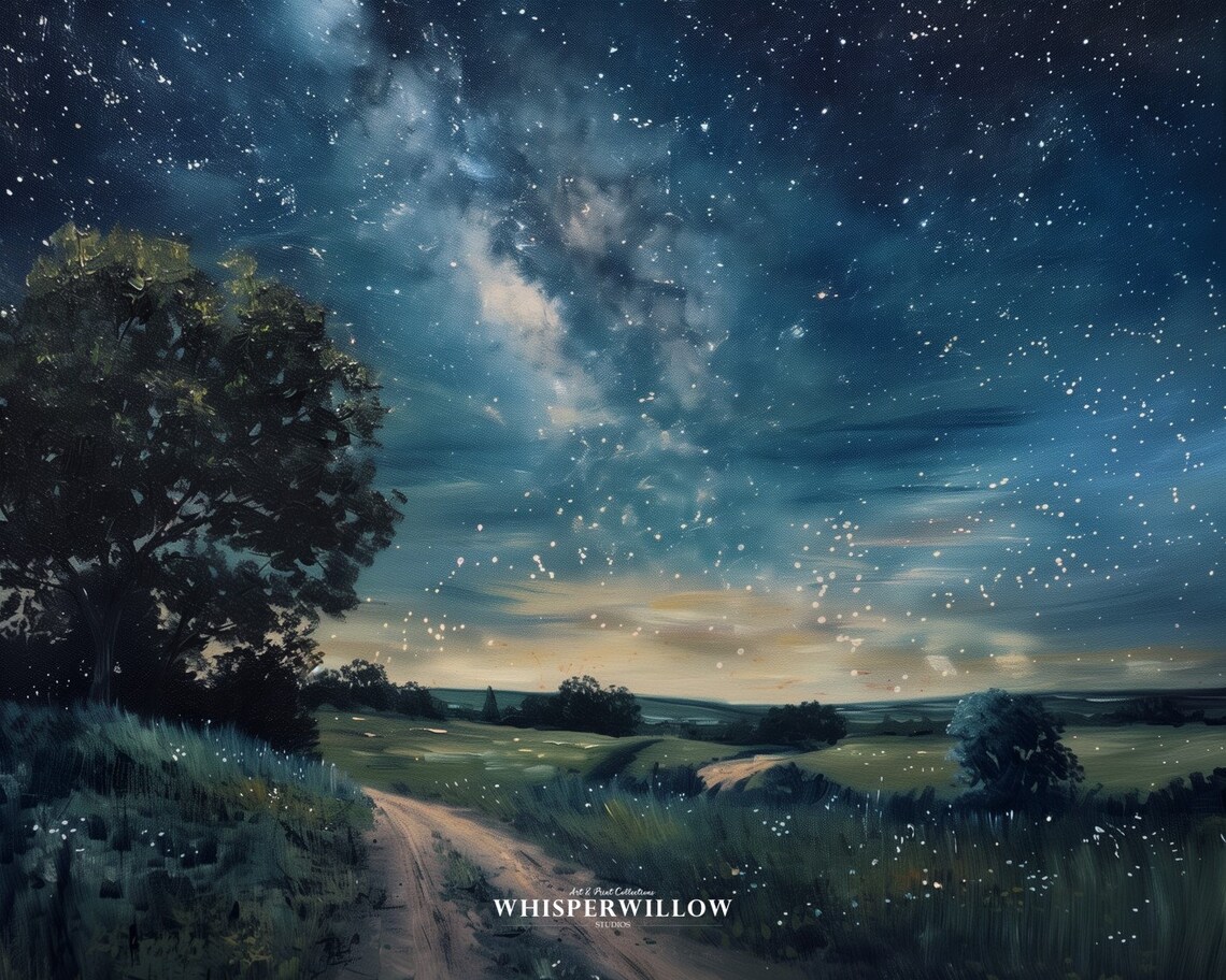 Country Night Sky Milky Way Vintage Art Print - Image 6