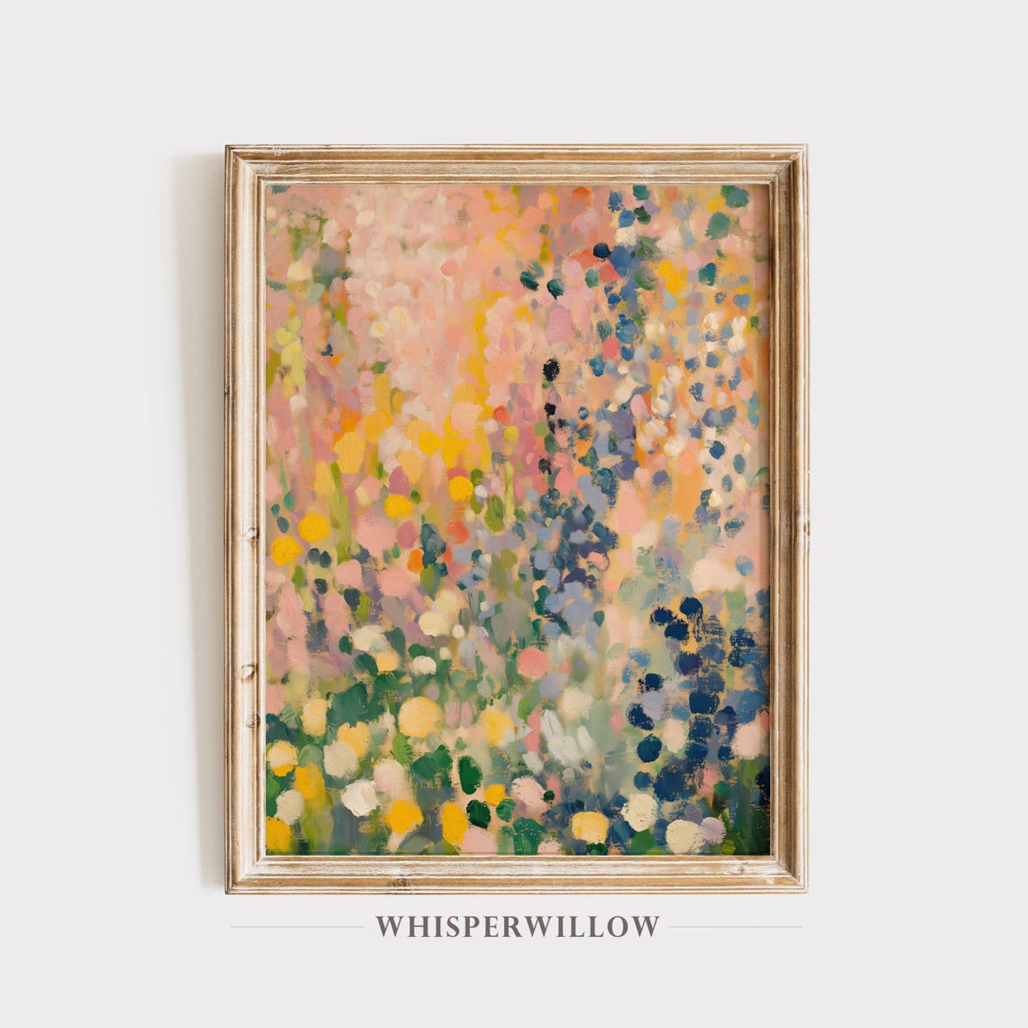 Impressionist Flower Garden in Soft Pastel Dots Painting Poster