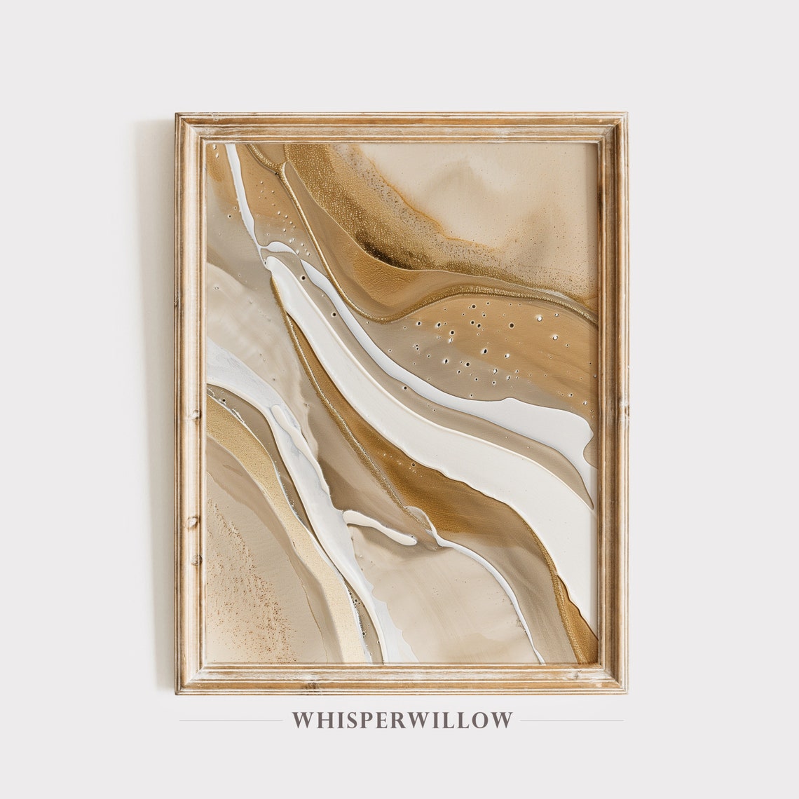 Gold and White Waves Abstract Painting Modern Minimalist Poster