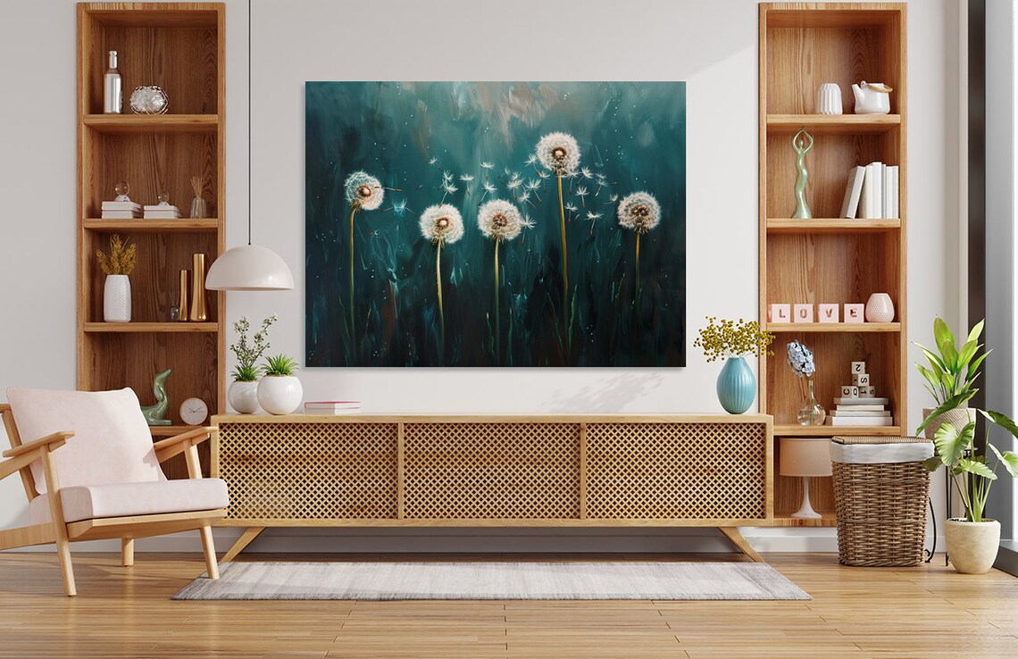 Midnight Dandelion Blues Art Print, Botanical Decor - Image 2