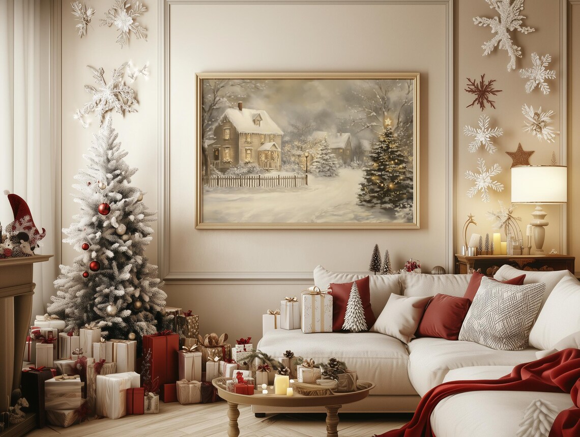Enchanted Winter Cottage Wonderland Holiday Art Print - Image 4