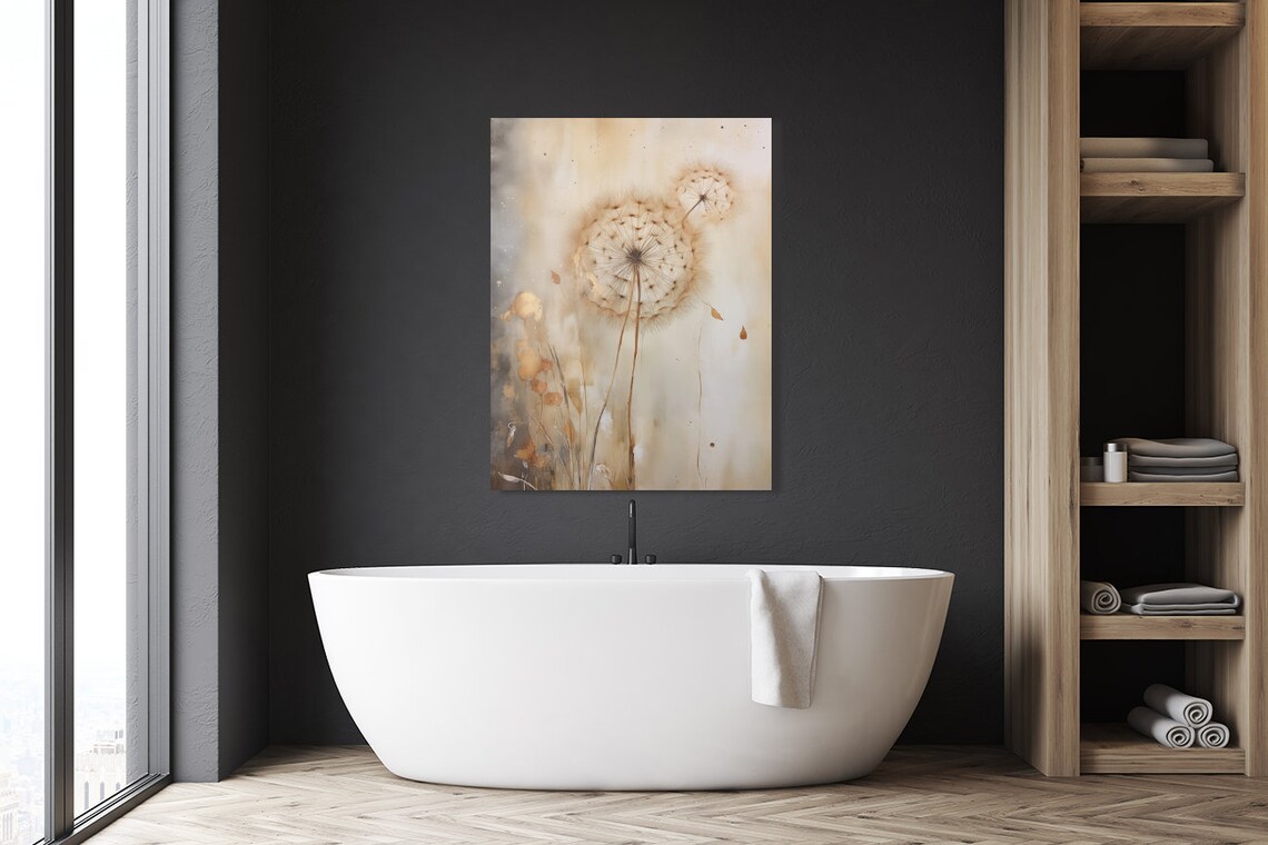 Moody Dandelion Painting, Vintage Botanical Art Print - Image 2