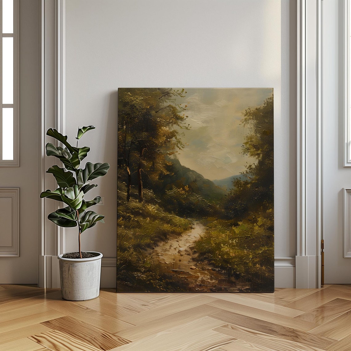 Rustic Forest Hiking Trail Dense Woodland Vintage Nature Path Poster - Image 5