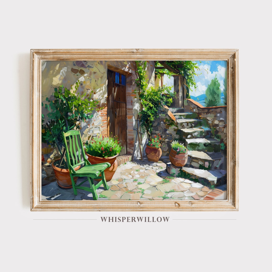 Sunny Tuscan Patio With Terracotta Pots Italian Courtyard Art Poster