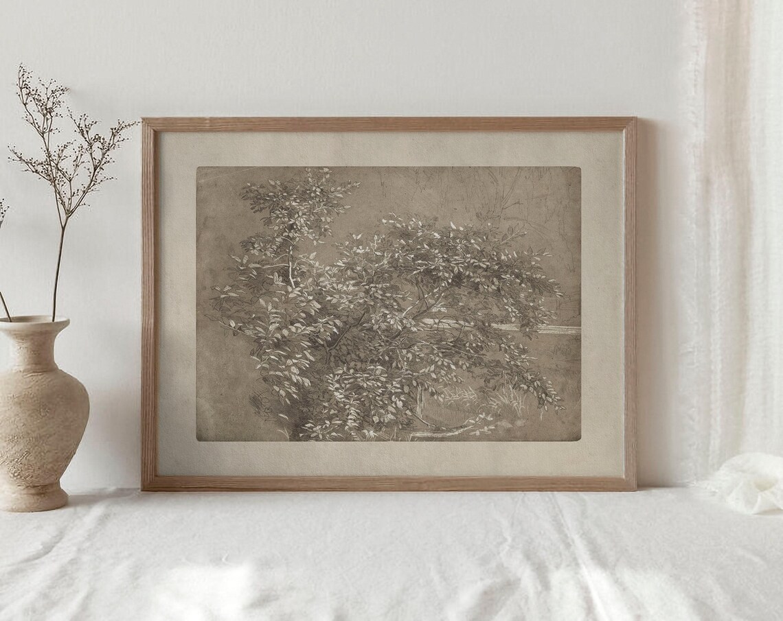 Vintage Foliage Sketch Art Print, Neutral Botanical - Image 3