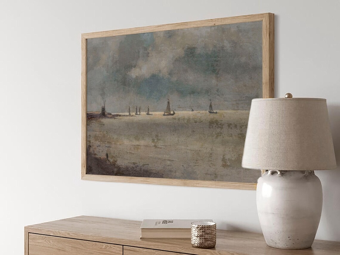 Antique Coastal Harbor Sailboats, Vintage Art Print - Image 2
