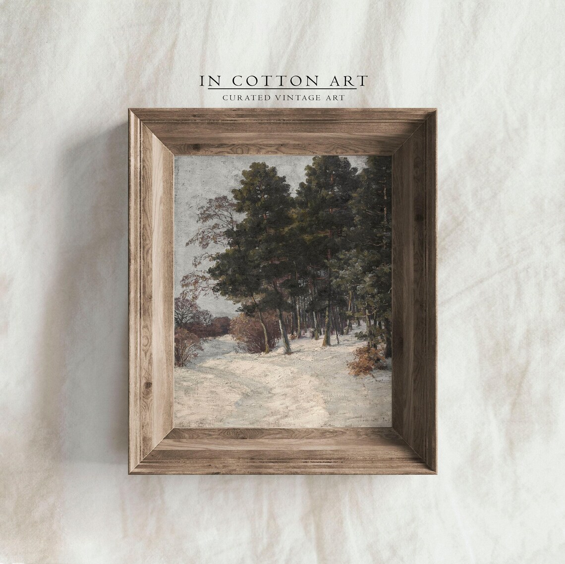 Snowy Pine Forest Christmas Vintage Art Print - Image 3