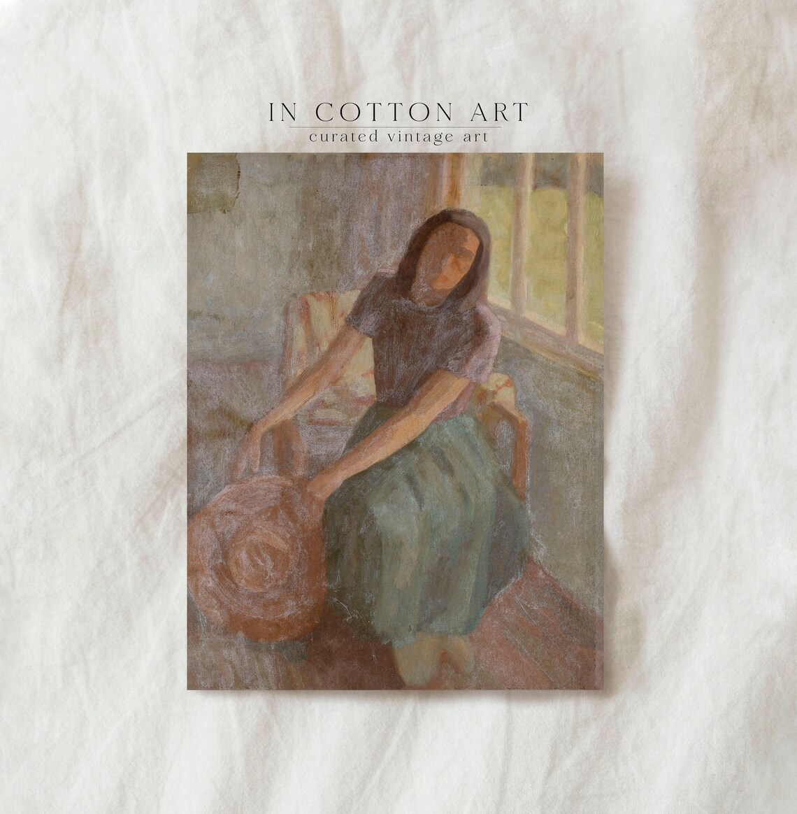 Abstract Woman Portrait, Vintage Oil Painting Art Print