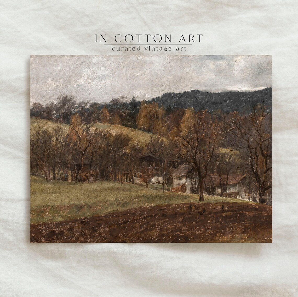 Rustic Autumn Country Landscape, Vintage Art Print