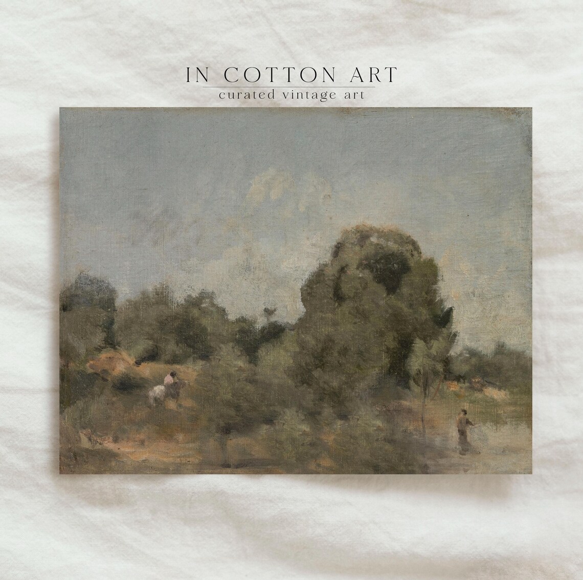 Vintage Olive Tree Landscape, Countryside Art Print