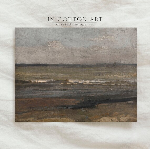 Antique Rustic Landscape, Vintage Neutral Scenery Art Print