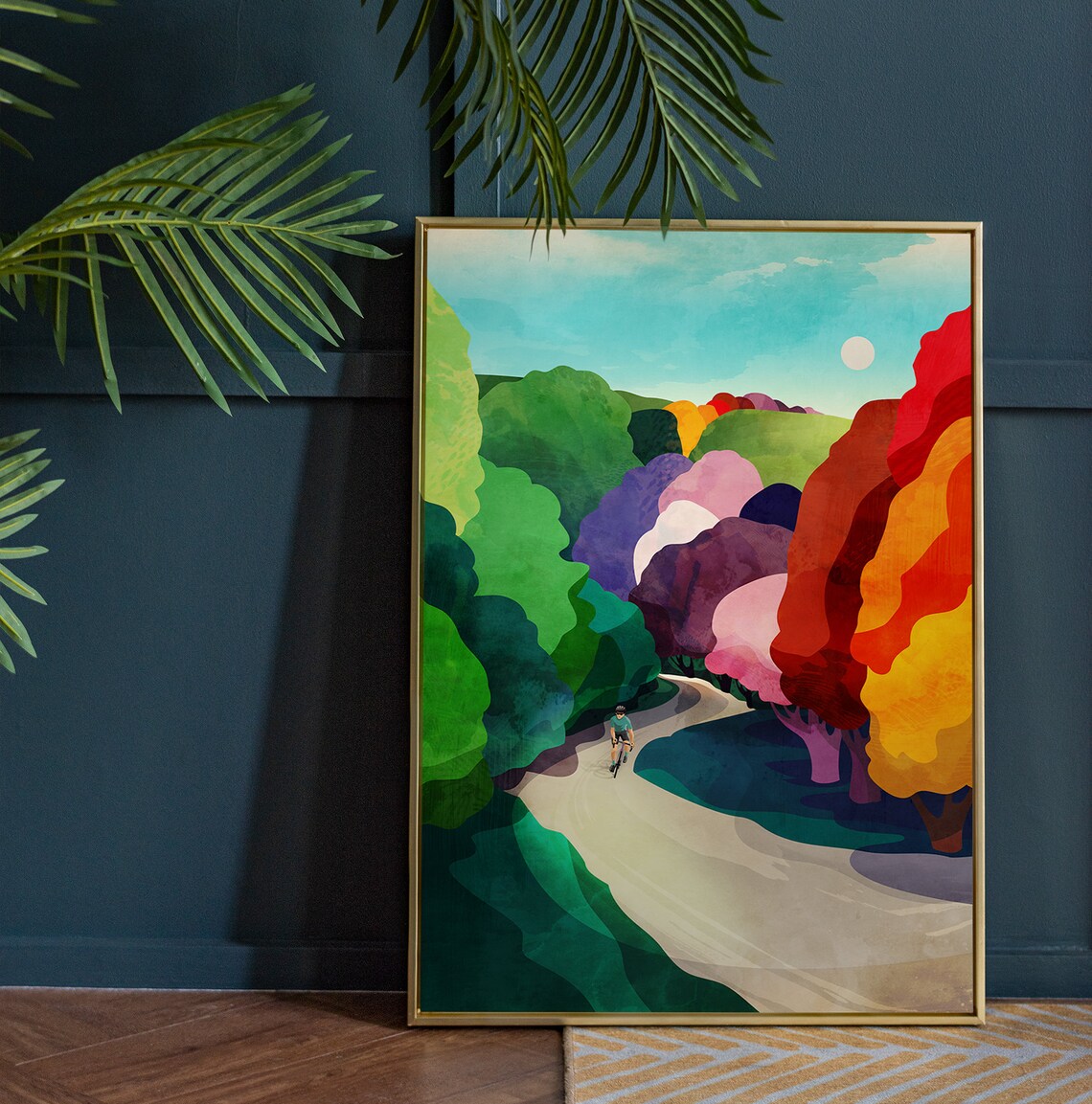 Cycling In The Forest Art Print, Nature Scene - Image 4
