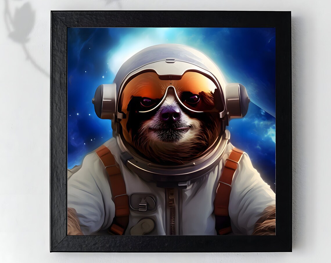Sloth Astronaut, Space Theme Animal Art Print