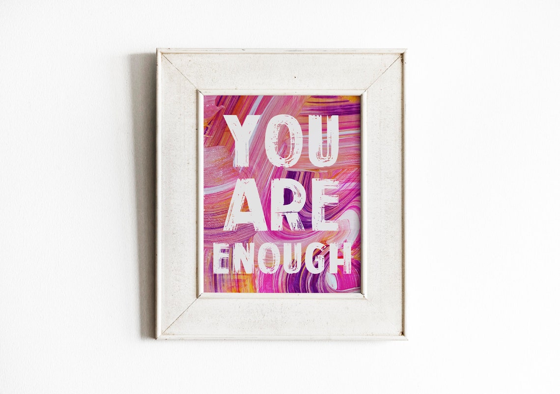 You Are Enough Bold Pink Abstract Paint Swirl Inspirational Poster - Image 2