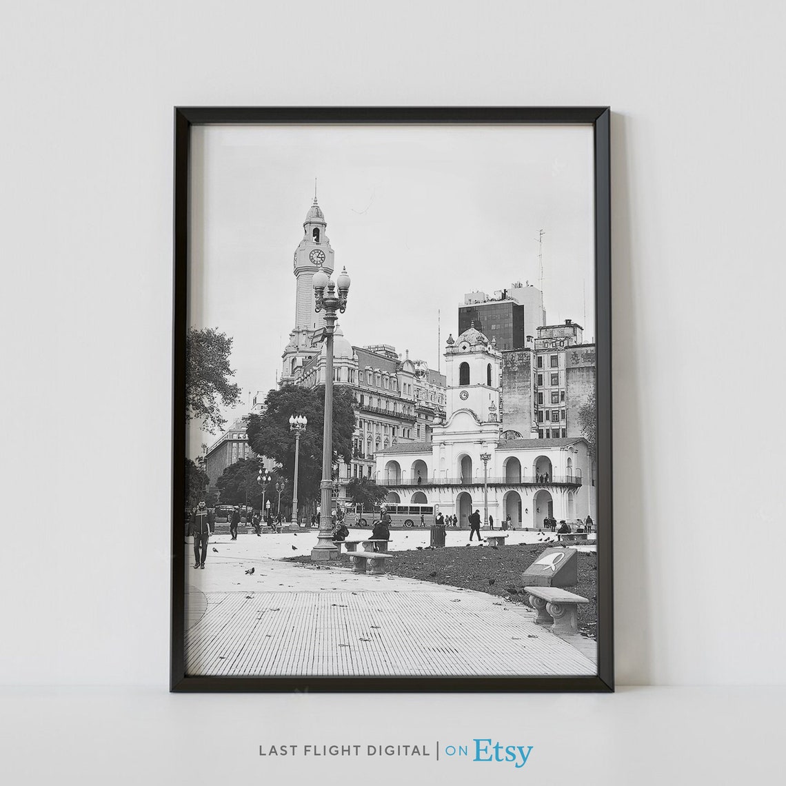 Buenos Aires Cabildo Plaza De Mayo Argentina Black And White Poster