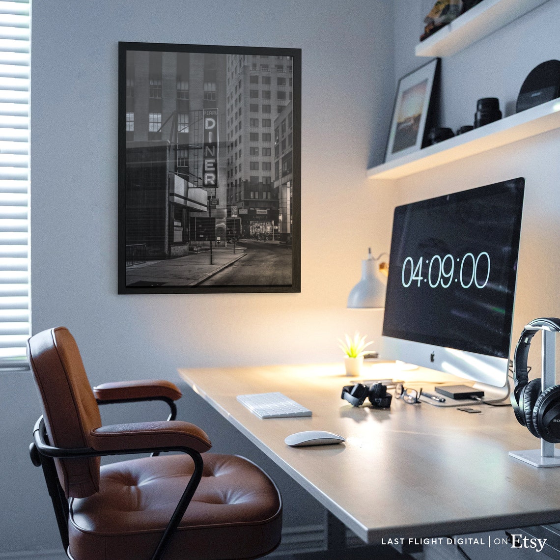 New York Print Pearls Diner New York Poster New York City Nyc Black And White Photo Cityscape Skyline Downtown City Streets Night - Image 4