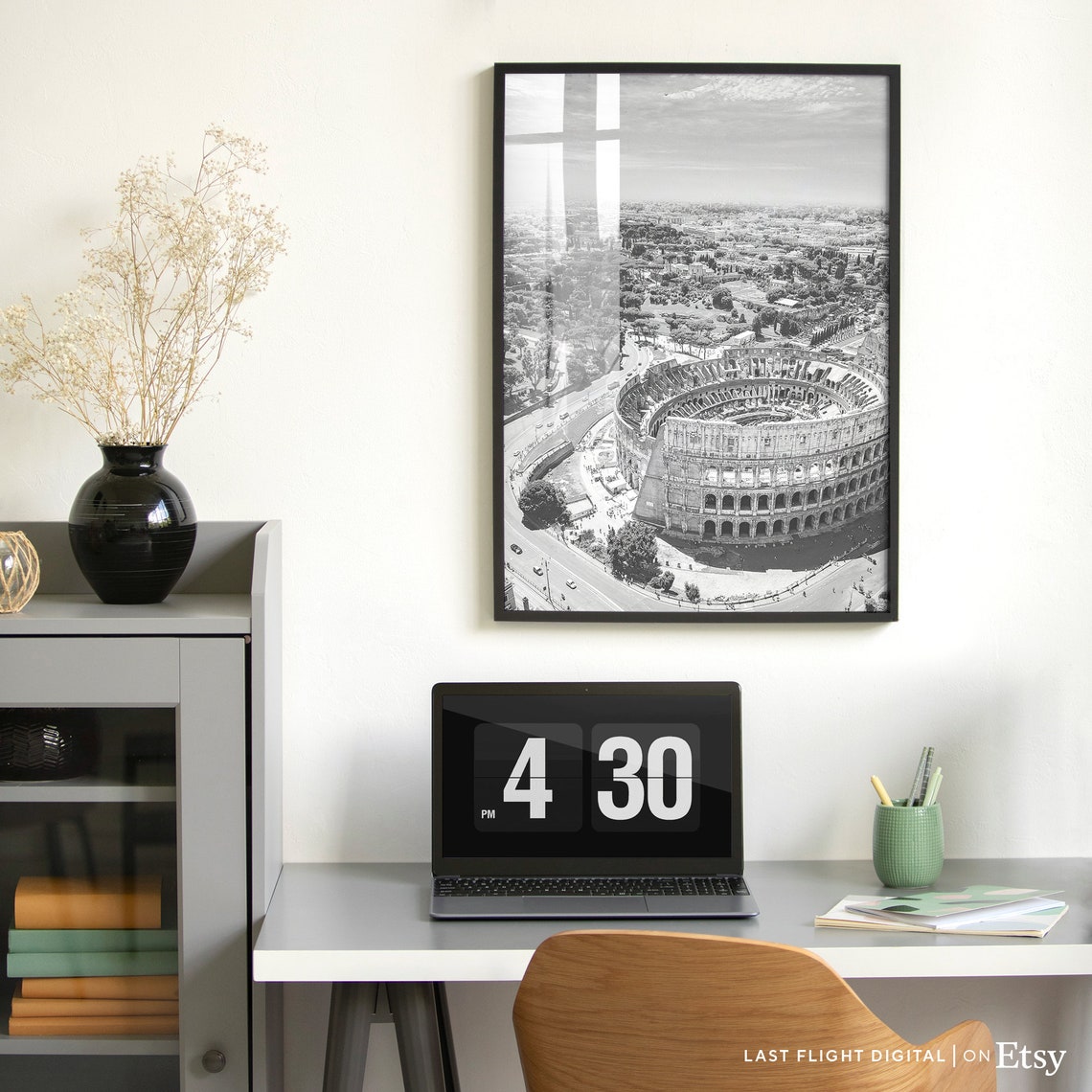 Rome Print Italy Poster Pantheon Travel Poster Europe Coliseum Black White Photography Rome Poster Italy Print Cityscape Skyline - Image 2
