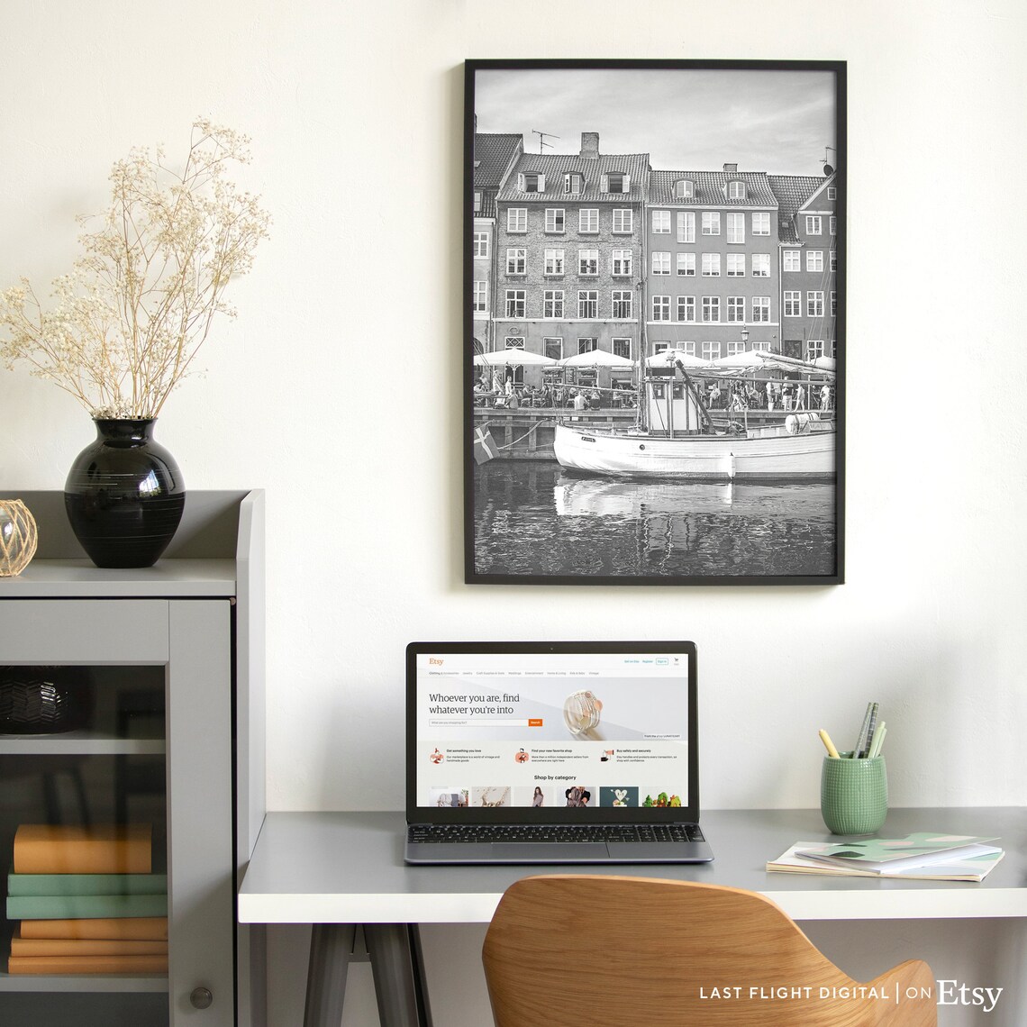 Copenhagen Denmark Black White Photography Poster - Image 2