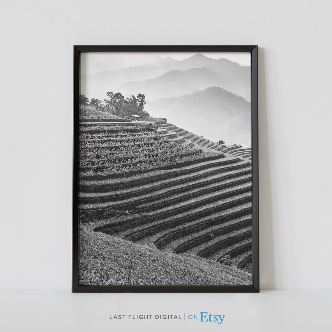 Vietnam Print Sapa Poster Ricefield Vietnam Wall Art Farmland Asia Photo Black And White Photo Sa Pa Vietnam Poster Rice Terrace