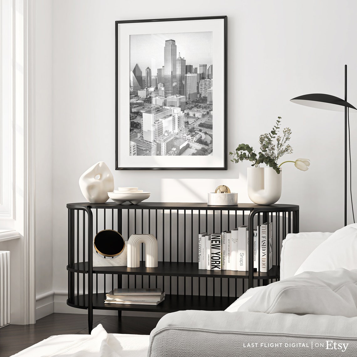 Texas Dallas Downtown City Skyline Towers Black And White Poster - Image 2