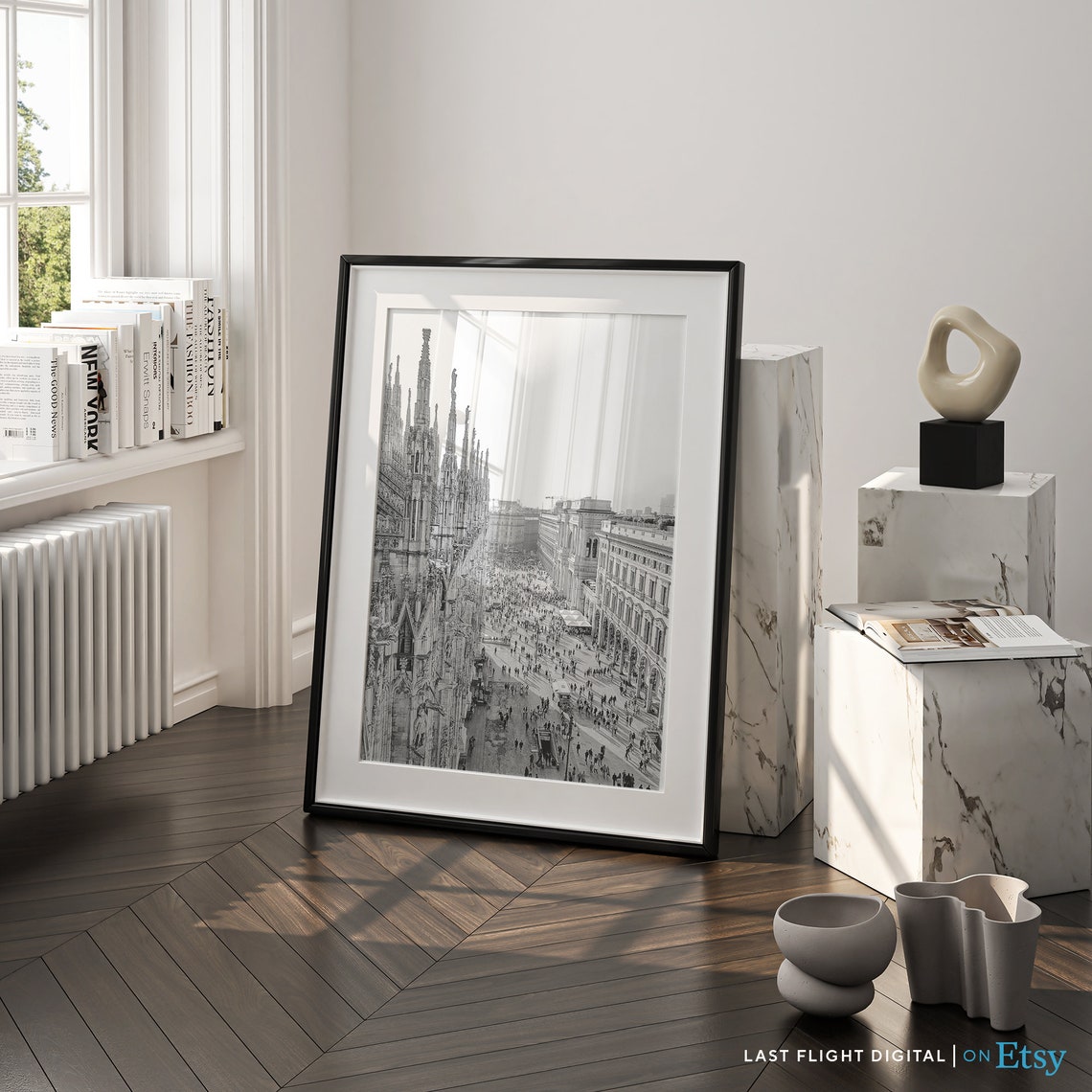 Italy Print Milan Poster Duomo Of Milan Italy Poster Black And White Photography Europe City Streets Milan Print Cityscape Art - Image 5