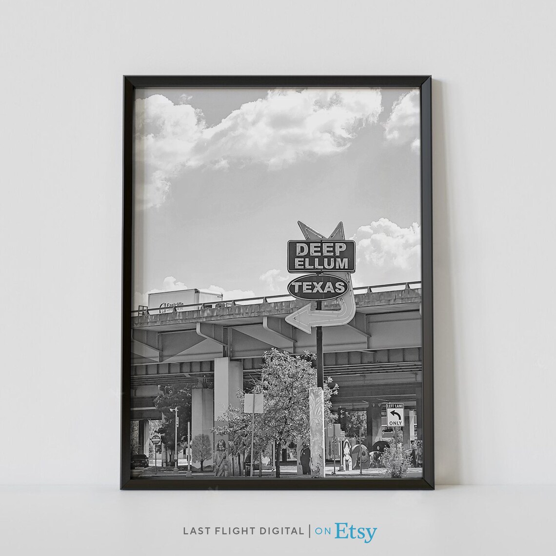 Texas Dallas Deep Ellum Sign Street Corner Black And White Poster