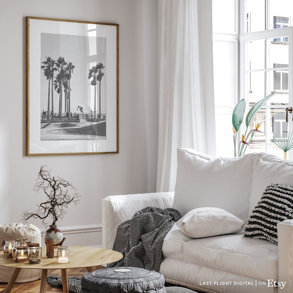 Venice Beach Los Angeles Black White Poster Print - Image 5