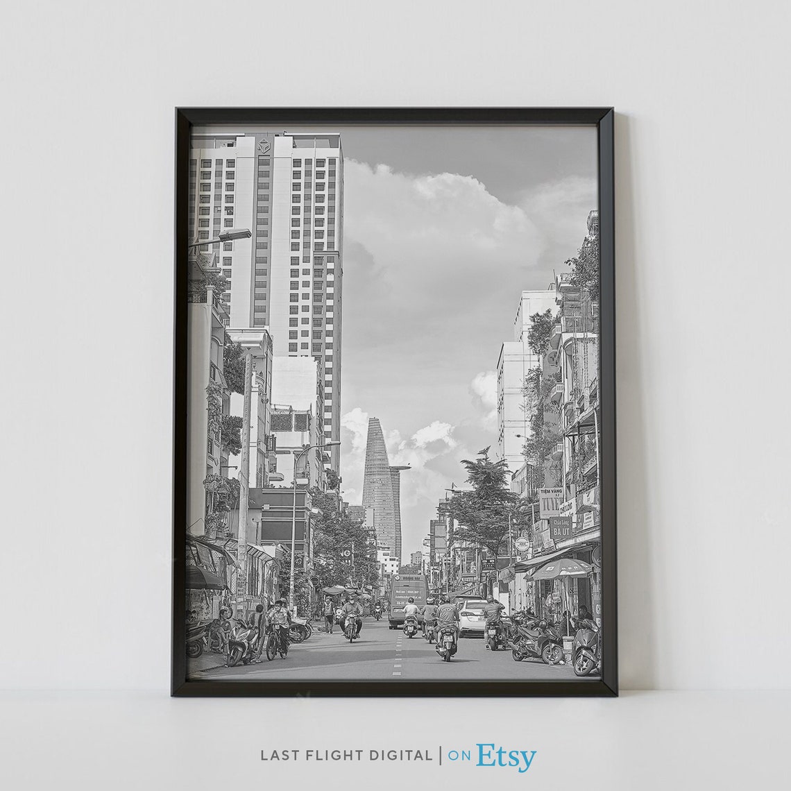 Vietnam Poster Ho Chi Minh City Print City Streets Vietnam Print Ho Chi Minh City Poster Black White Photo Skyline Cityscape Art