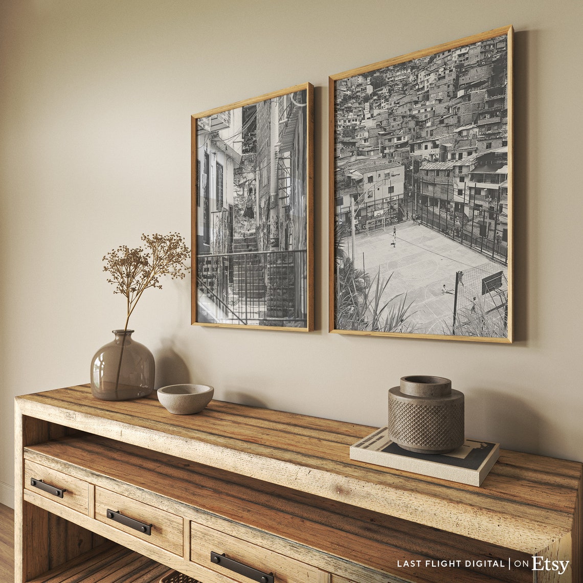 Colombia Poster Medellin Print Cityscape Favelas Colombia Print Black White Photography City Streets South America Medellin Poster - Image 3