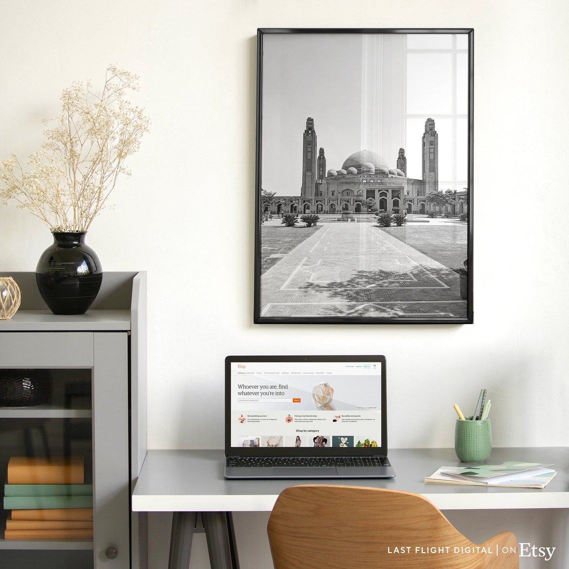 Grand Jamia Mosque Lahore Islamic Dome Minarets Architecture Poster - Image 5