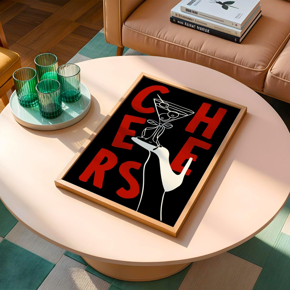 Cheers Cocktail Retro Art Bar Cart Kitchen Decor - Image 3