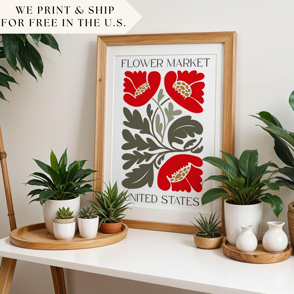 United States Flower Market, Matisse Style Floral Art Print