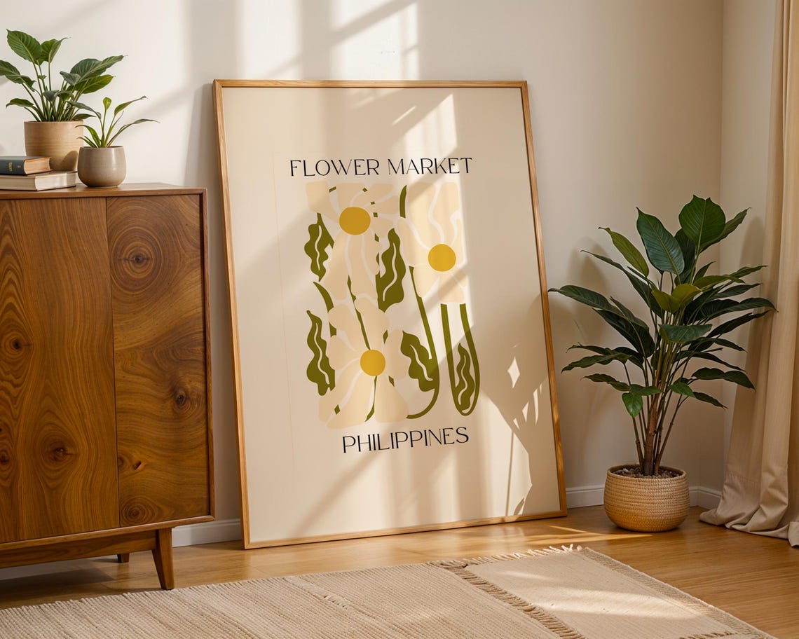 Philippines Flower Market Botanical Art, Matisse Style - Image 2