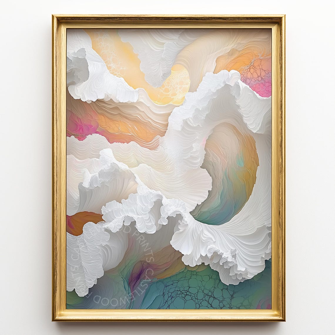 Abstract Cloud Waves Painting Pastel Cream Dreamy Modern Art Poster