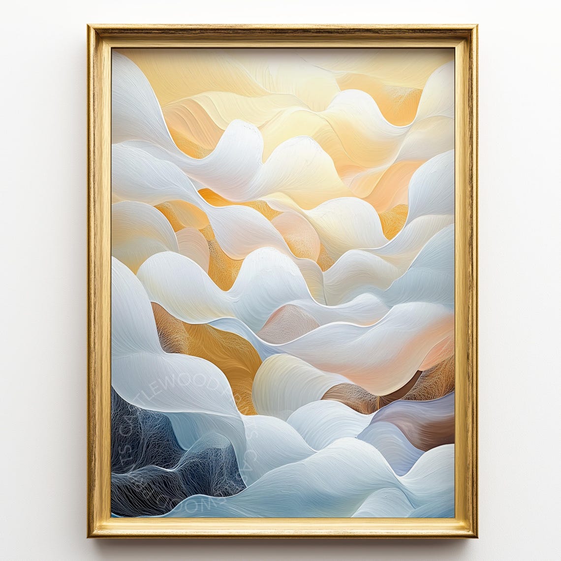 Abstract Cloudscape Wall Art Earthy Landscape Dreamy Sky Painting Ethereal Sunrise Decor Organic Flow Print 475