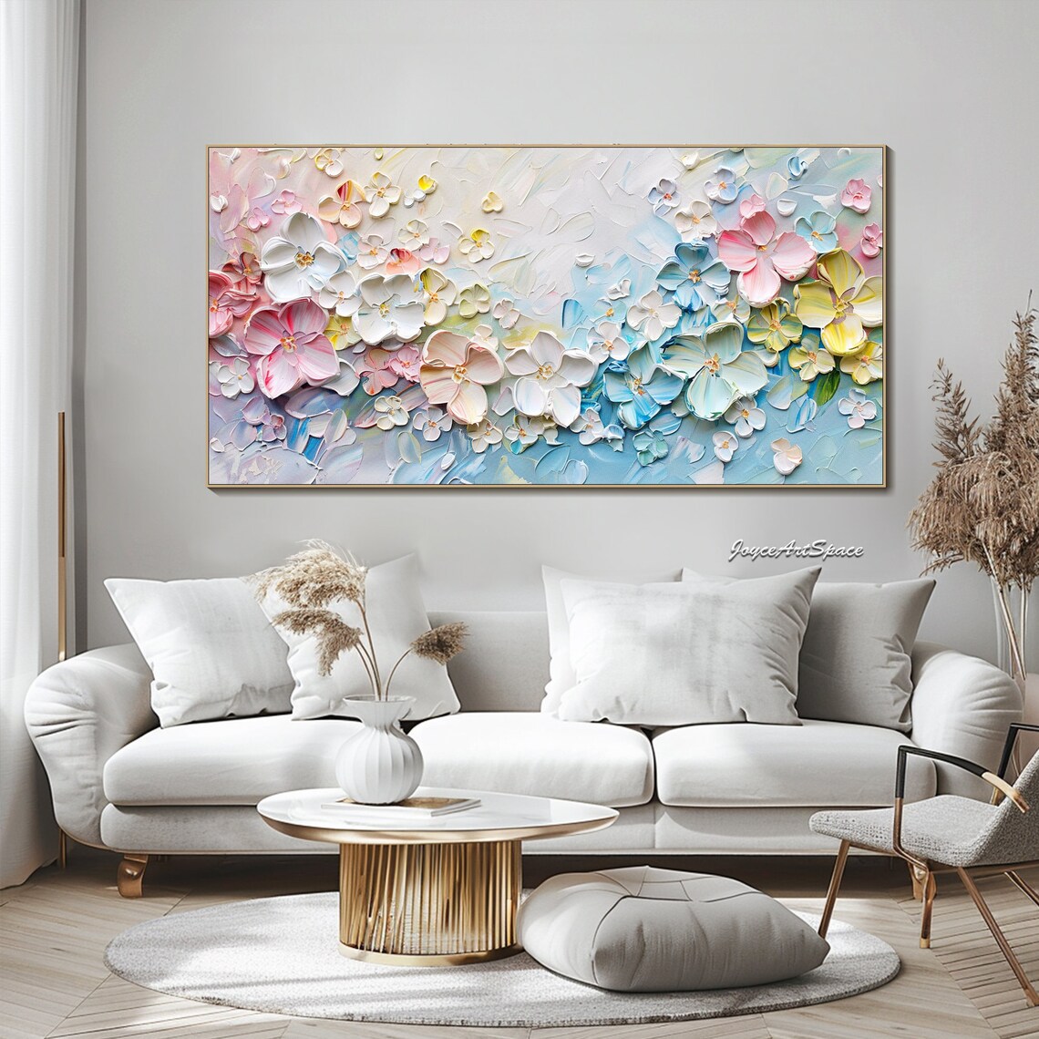 Pastel 3D Petal Flowers Spring Textured Floral Oil Painting Poster - Image 4