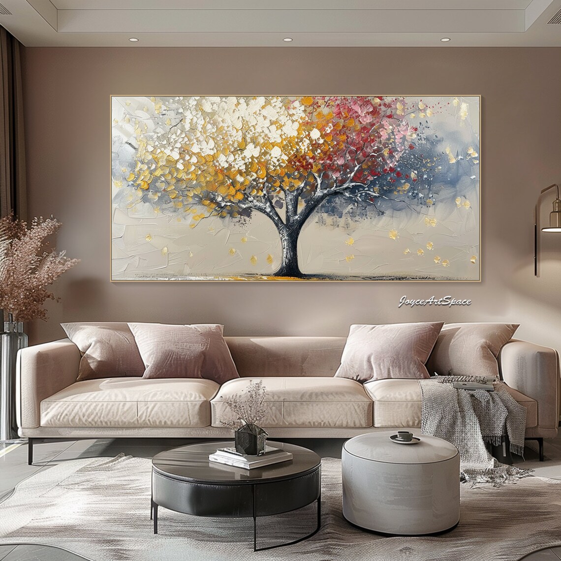 Abstract Textured Tree Oil Painting Art Print - Image 2