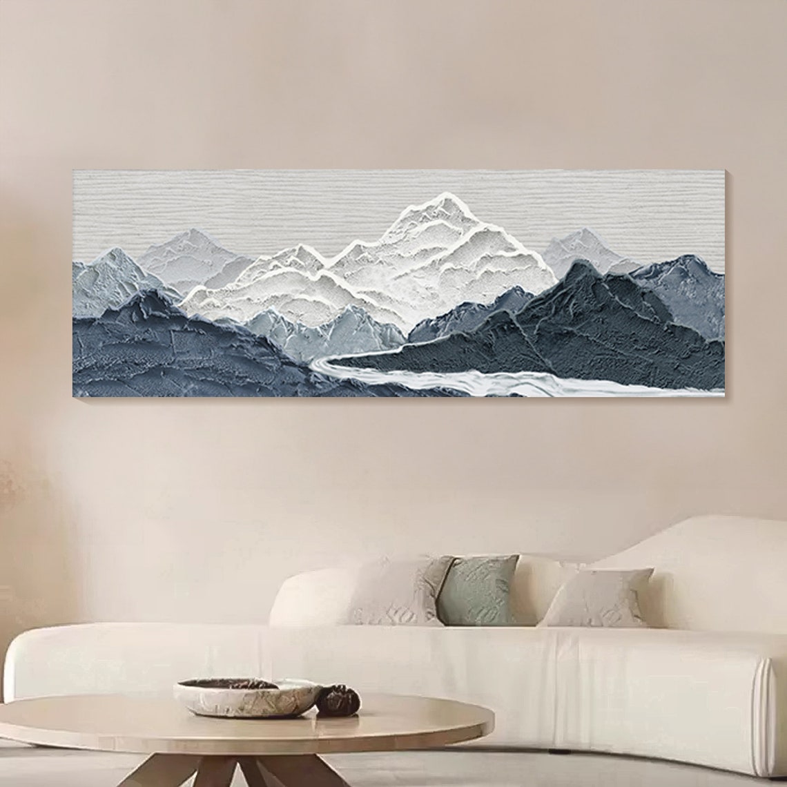 Gray Layered Mountain Peaks Textured 3D Monochrome Landscape Poster - Image 5