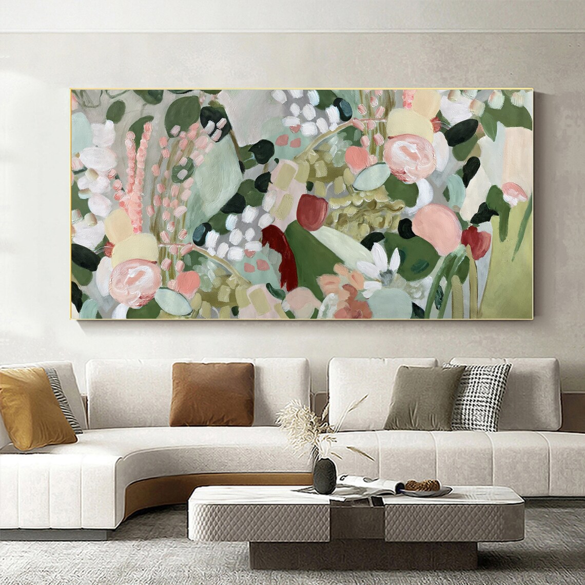 Abstract Jungle Green Flower Oil Painting Art Print - Image 5