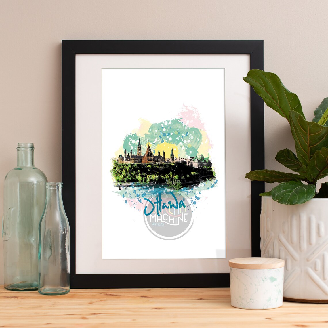 Ottawa Skyline, Watercolor Travel Poster