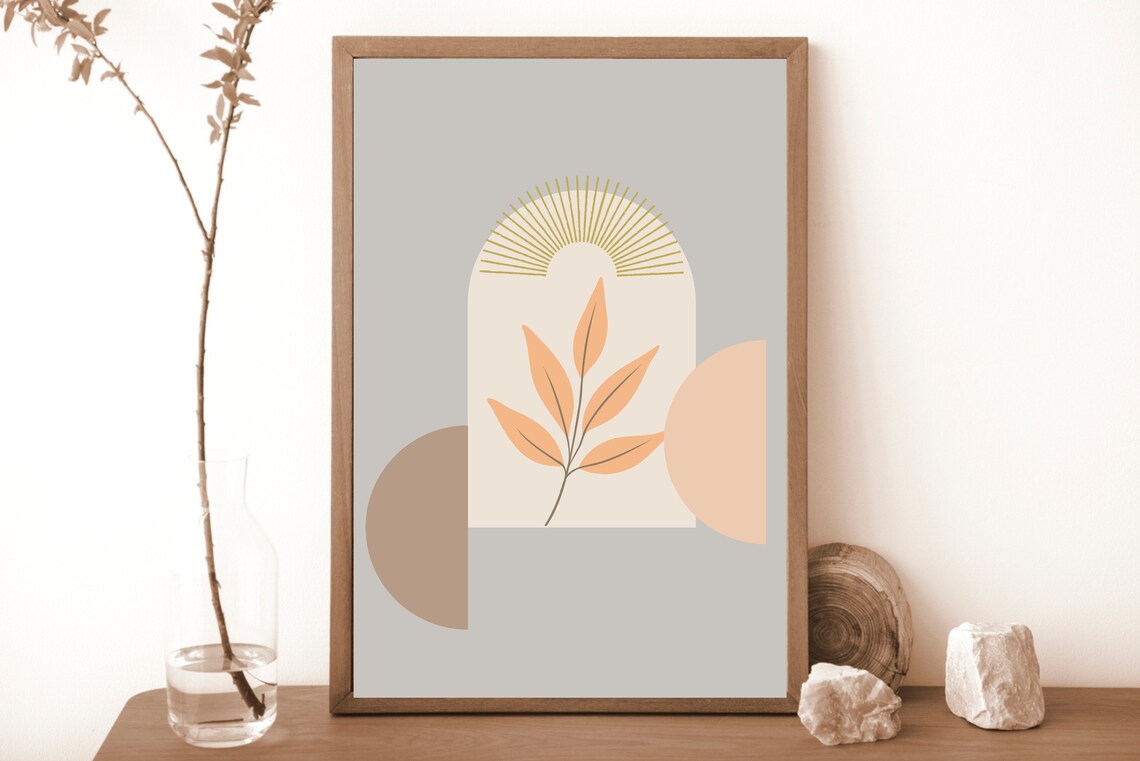 Boho Botanical Leaf Art, Minimalist Decor - Image 2