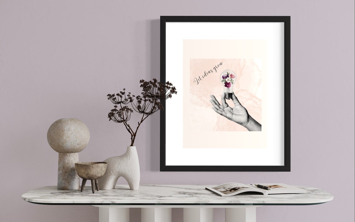 Let Ideas Grow Lightbulb Flowers Hand Collage Motivational Poster - Image 3