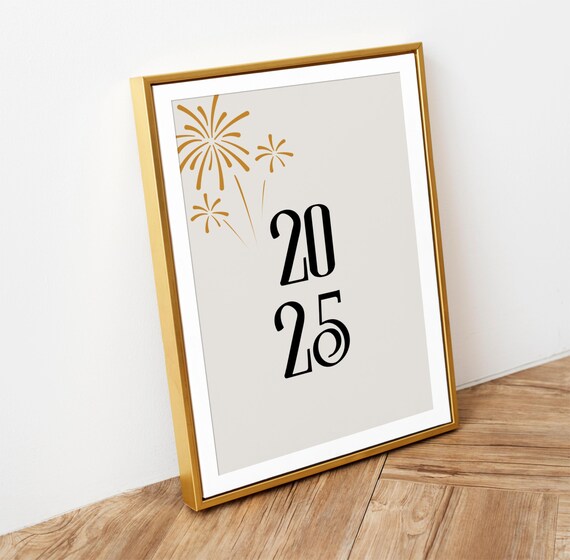 New Years 2025 Hello 2025 Print Wall Art New Year Celebration Poster Lunar New Year Gift