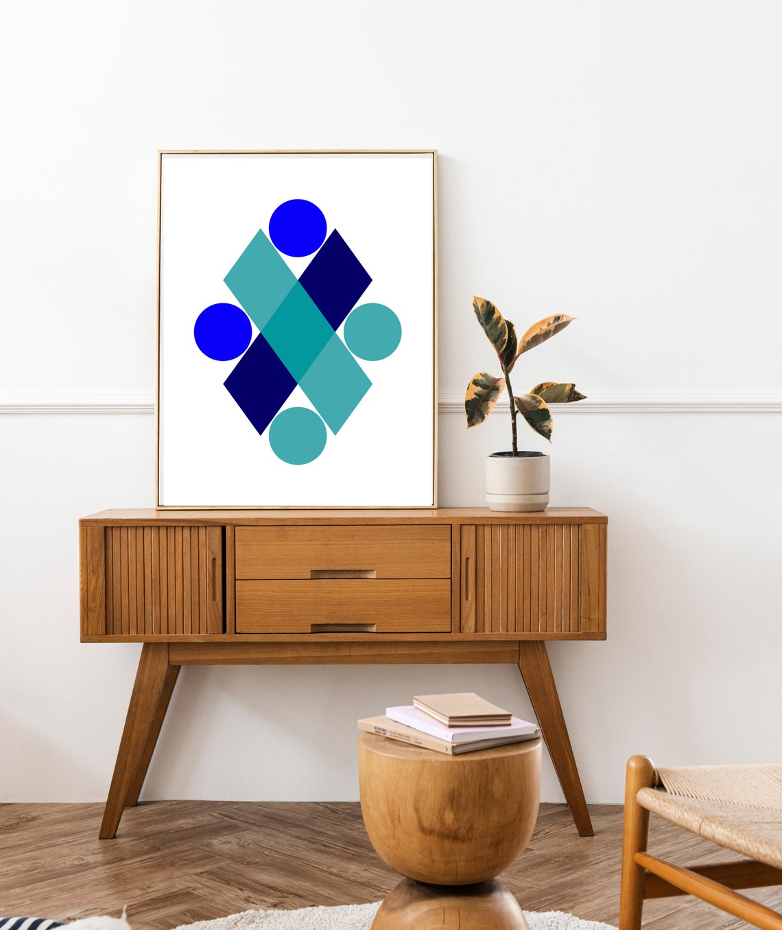 Geometric Abstract Blue Print Blue Wall Decor Wall Art - Image 3