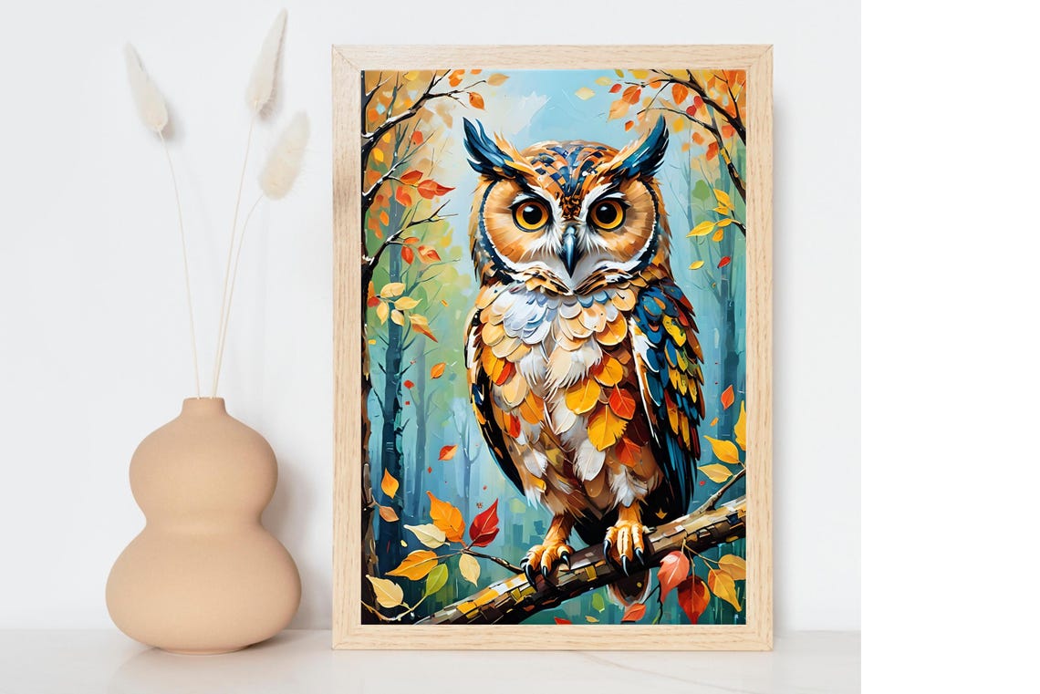 Autumn Owl Art Print, Fall Wall Art - Image 3