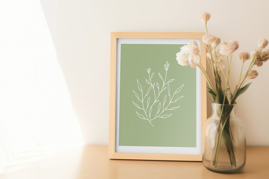 Botanical Line Art Leaves Wall Art - Image 3