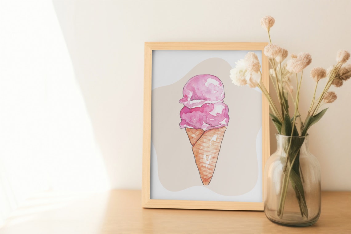 Pink Ice Cream, Summer Poster Print - Image 3