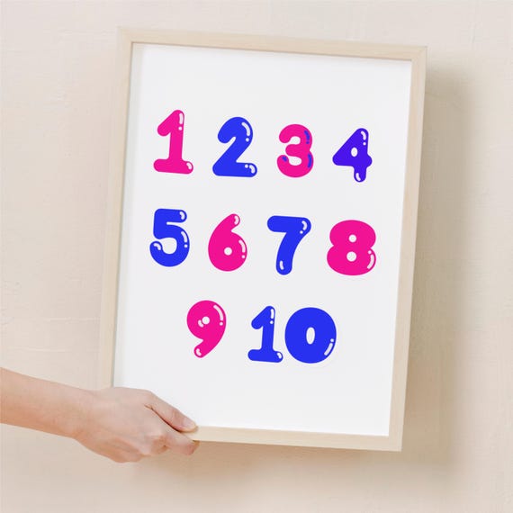 Numbers Poster Educational Wall Art Nursery Wall Art Playroom Poster Classroom Decor Kids Prints