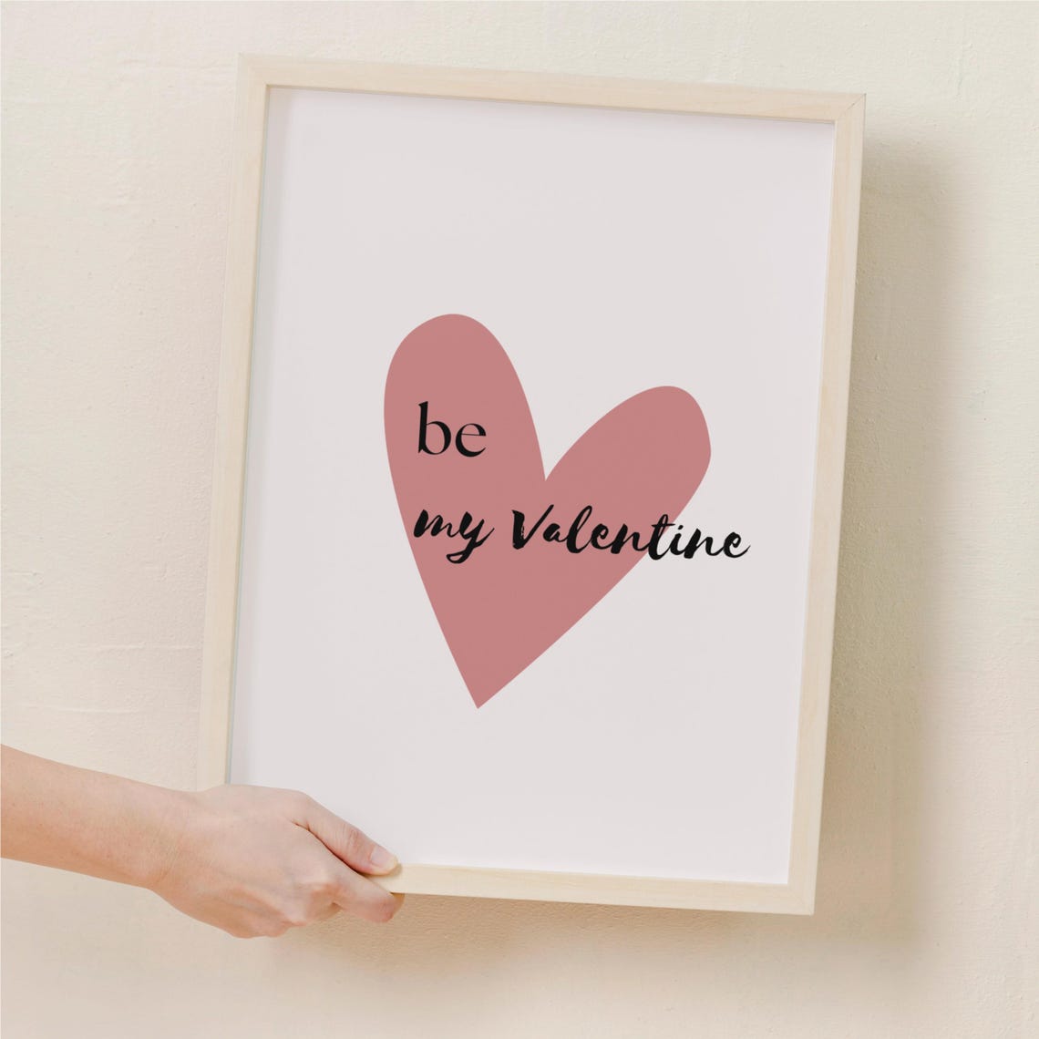 Be My Valentine Heart Minimalist Romantic Modern Quote Wall Poster